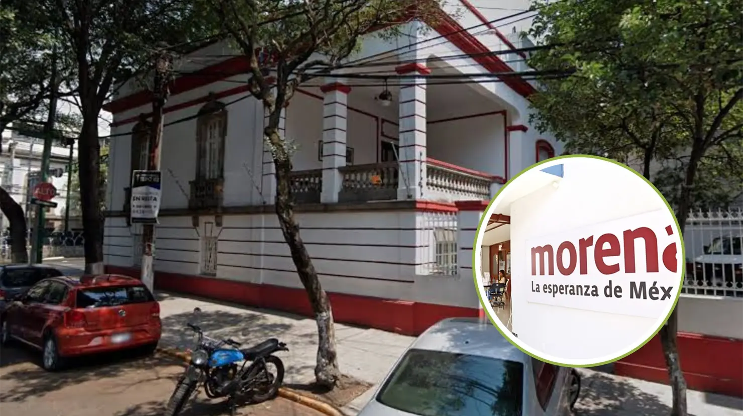 Sede de Morena en CDMX. Foto: Google Maps y morena.mx | Canva