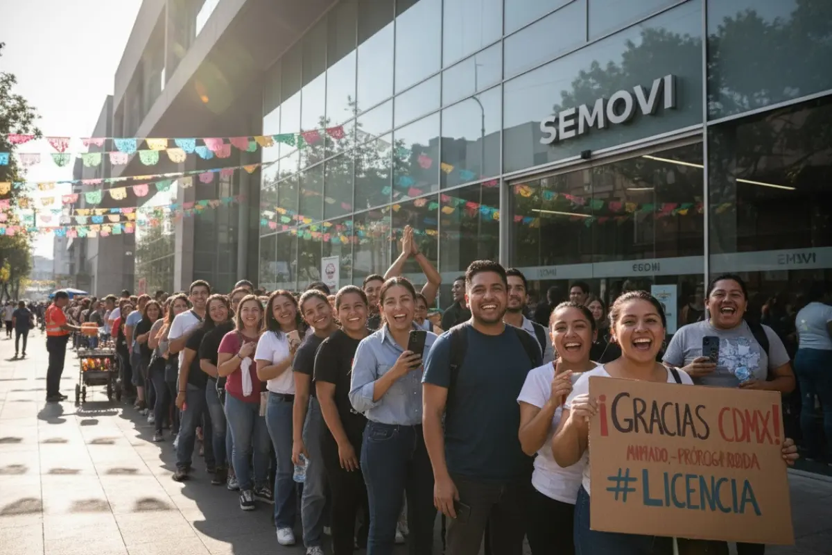 Gente tramitando su licencia permanente. Foto: IA