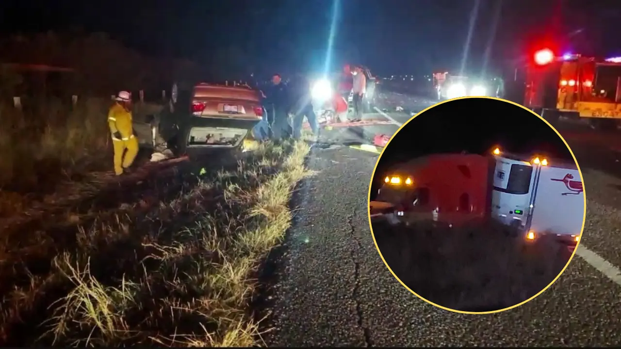 Servicios de emergencia trabajaron para liberar a las personas prensadas dentro del vehículo en el kilómetro 200. Foto: Chismoso Del Valle / Facebook