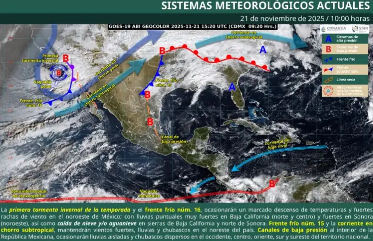Samuel García informó este sábado sobre las condiciones de lluvia previstas por el Frente Frío 16 en Nuevo León. Foto: CONAGUA