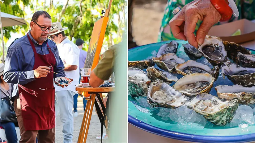 El festival combina arte en vivo con propuestas culinarias de productores y restaurantes locales. Foto: GastroVino Baja Food & Wine Festival