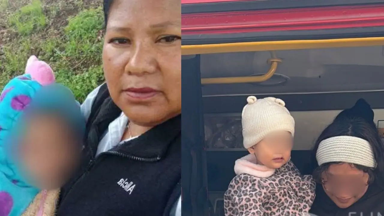 Jazlyn y su abuelita Alicia Matías, Jazlyn y su mamá regresando de Galveston, Texas,    Foto: redes sociales | X  (@michouymau) | Canva