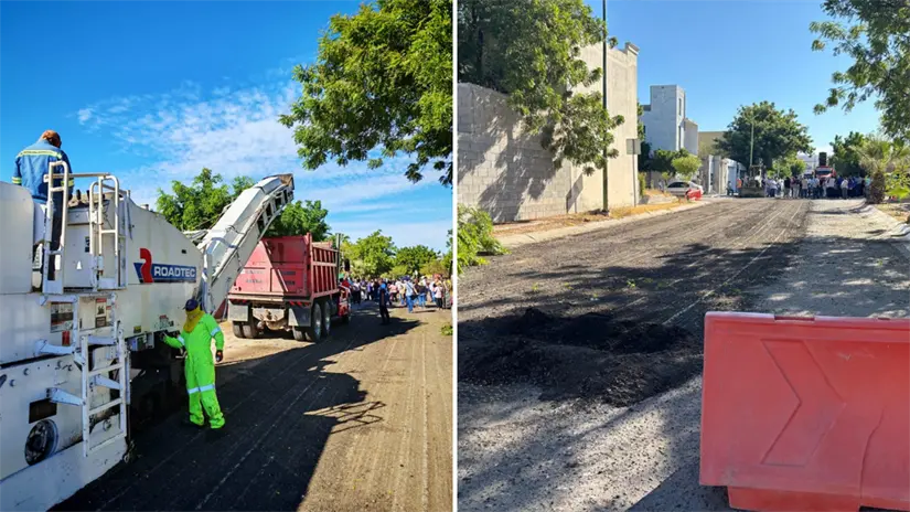 imagen recuadro Primer tramo intervenido en la calle Villas del Encanto, donde comenzaron las labores de reencarpetado. Foto: Héctor Romero / POSTA Baja California Sur