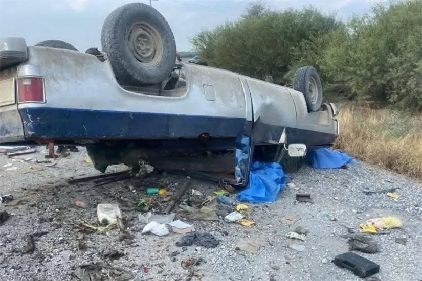 Volcadura en General Terán deja dos muertos y activa operativo de PCNL. Foto: PCNL