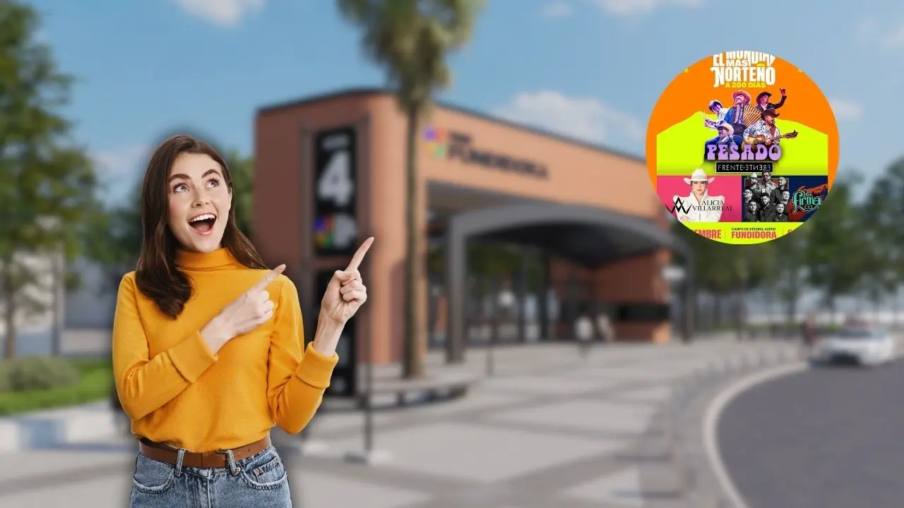 Mujer sorprendida apuntando y una imagen de fondo de IA Foto: Canva