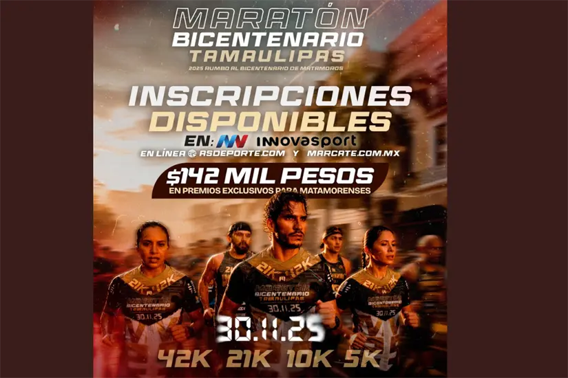 imagen recuadro Matamoros presenta las 4 rutas del Maratón Bicentenario 2025. FOTO | POSTA