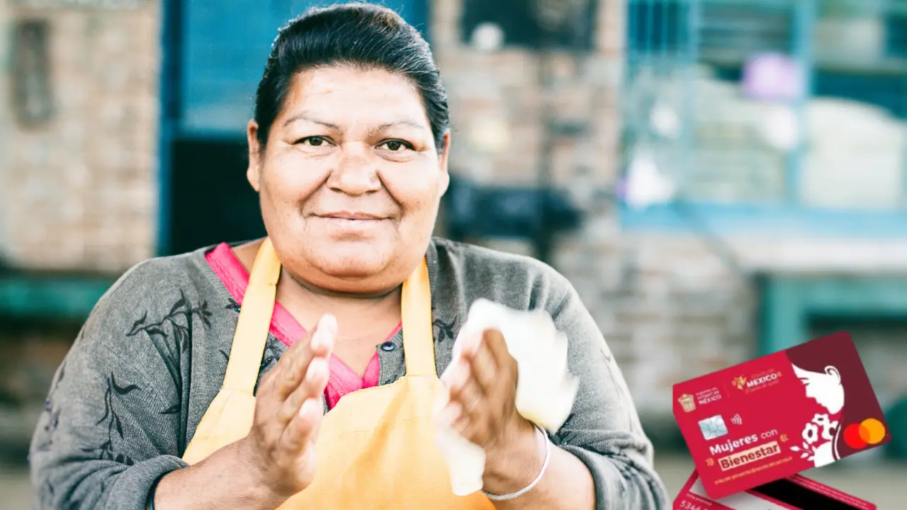 Tarjeta y acreedora al programa Mujeres del Bienestar en Edomex. Foto: edomex.com | Canva