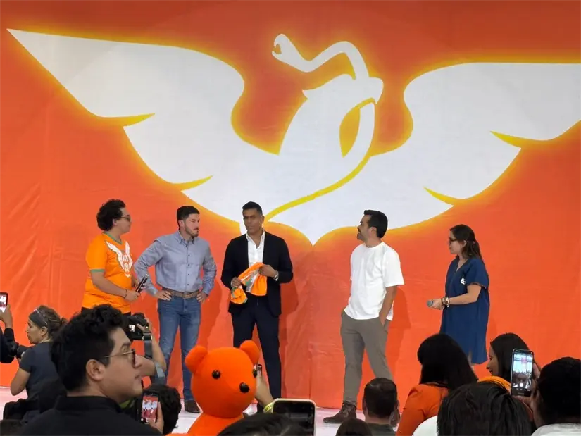 Oswaldo Sánchez, Samuel García y coordinador nacional de Movimiento Ciudadano, Jorge Álvarez Máynez Foto: POSTAMX