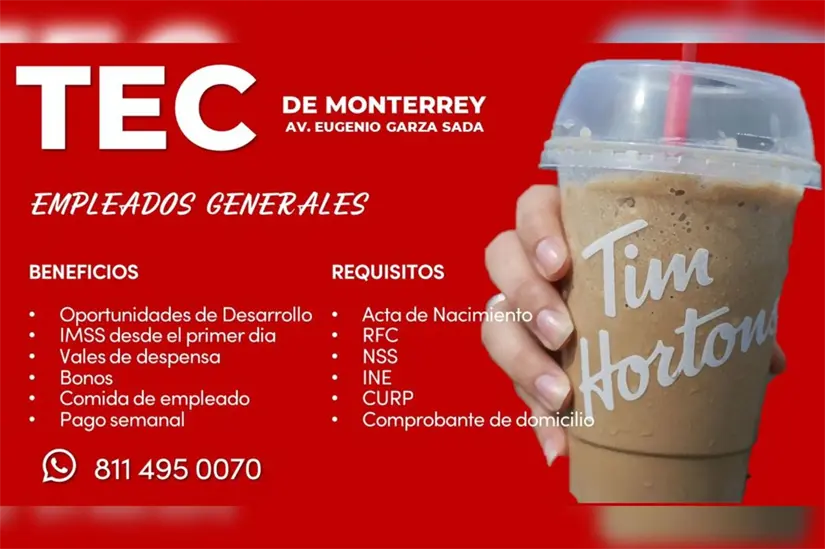 Tim Hortons continúa creciendo en Nuevo León. Foto: Tim Hortons