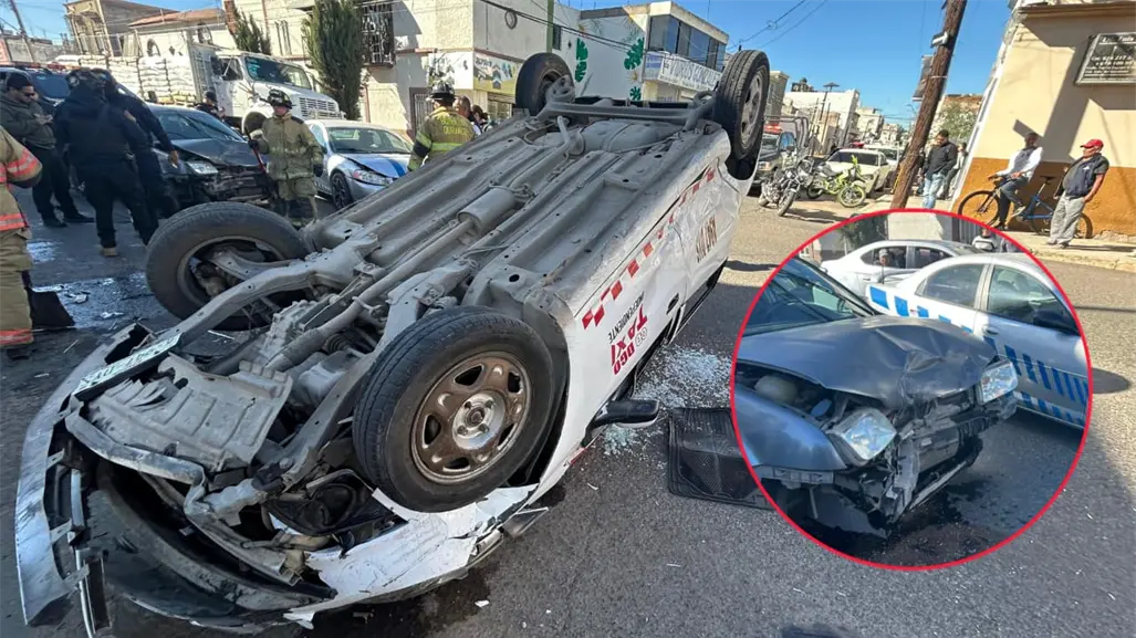 VIDEO | Choque en zona centro de Durango provoca volcadura y cuantiosos daños
