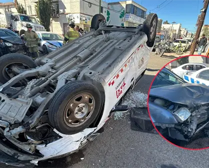 VIDEO | Choque en zona centro de Durango provoca volcadura y cuantiosos daños