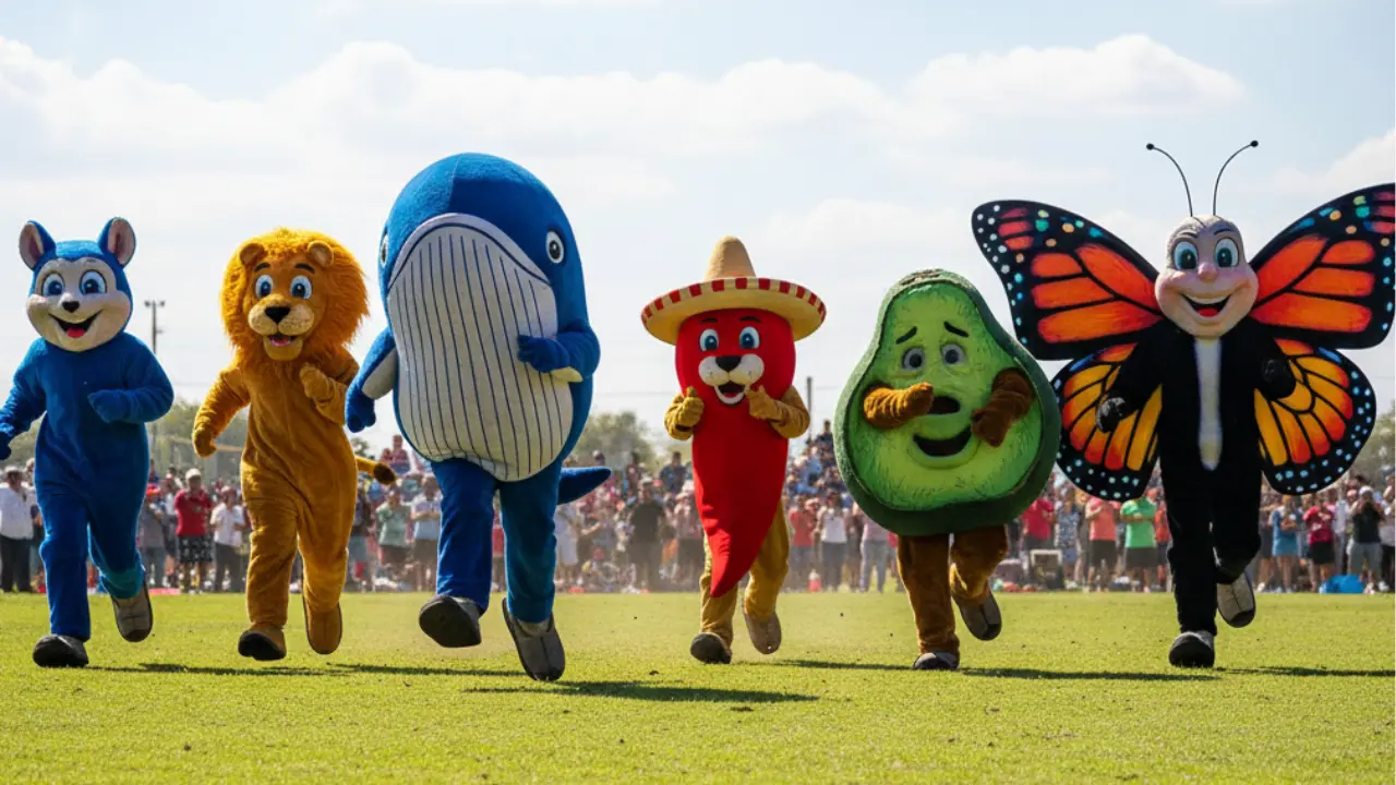 Referencia a carrera de botargas de la UNAM. | Foto: Gemini IA