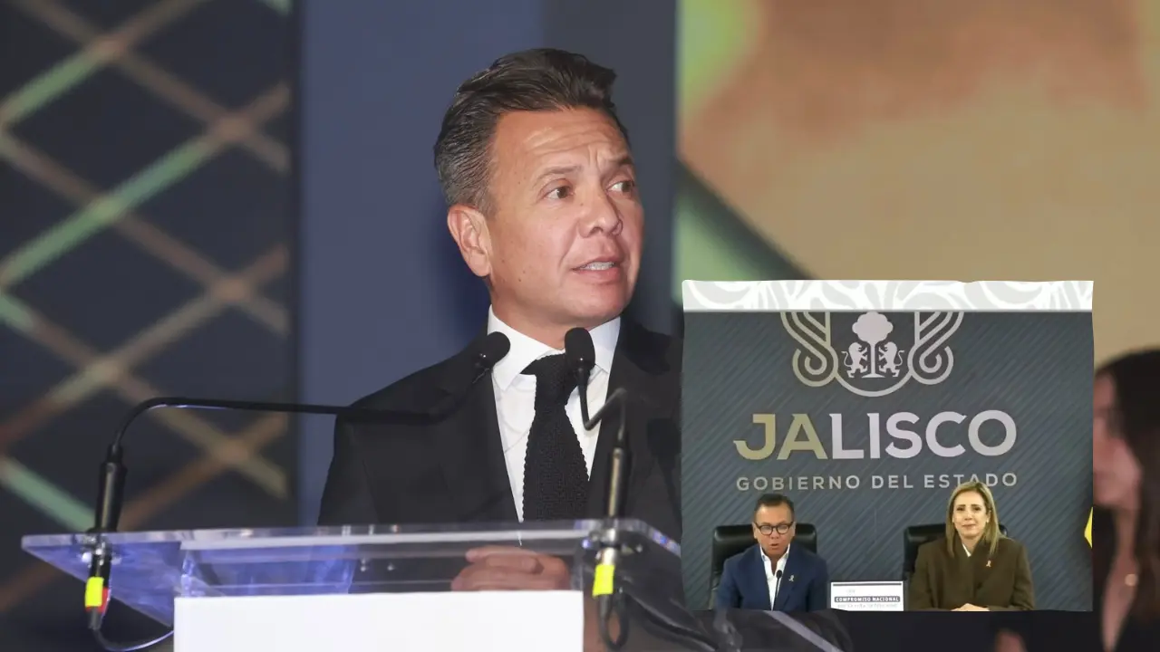 el Gobernador Pablo Lemus Navarro y la presidenta del Observatorio de Participación Política de las Mujeres en Jalisco Fabiola Loyan, reafirman que su administración prioriza que mujeres y niñas vivan libres de agresiones, FOTO: Facebook (Pablo Lemus Navarro) y (Canva)