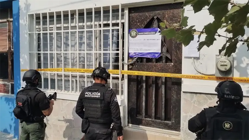 imagen recuadro La Fiscalía General de Justicia de Nuevo León aseguró el inmueble donde se realizó el cateo. Foto: Fiscalía General de Justicia de Nuevo León