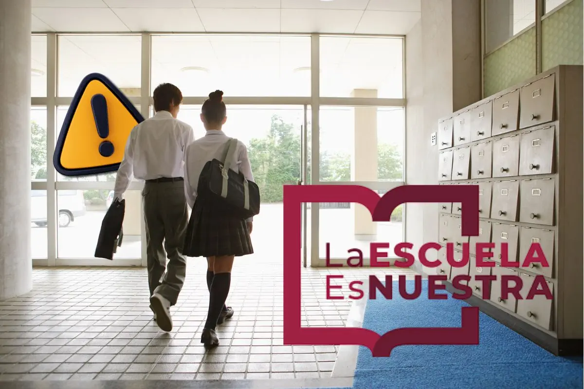 Estudiantes caminan en instalaciones educativas en representación de las obras del programa La escuela es neustra / Foto: La Escuela es Nuestra | Canva