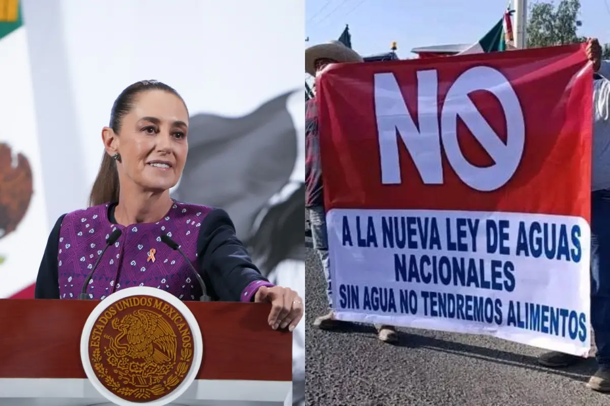 Claudia Sheinbaum en conferencia de prensa/Protestantes Foto: Gobierno de México/ X(Twitter) @GARCIPAVON