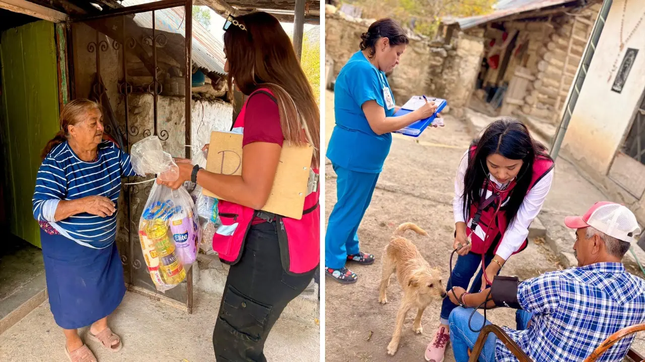 Habitantes de La Huasteca recibiendo atención médica. Foto: Gobierno de Santa Catarina
