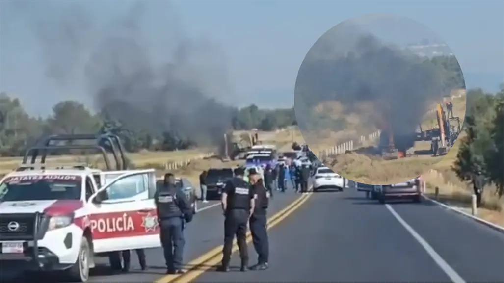 Bloqueo total en la autopista Puebla-Tlaxcala tras incendio de maquinaria