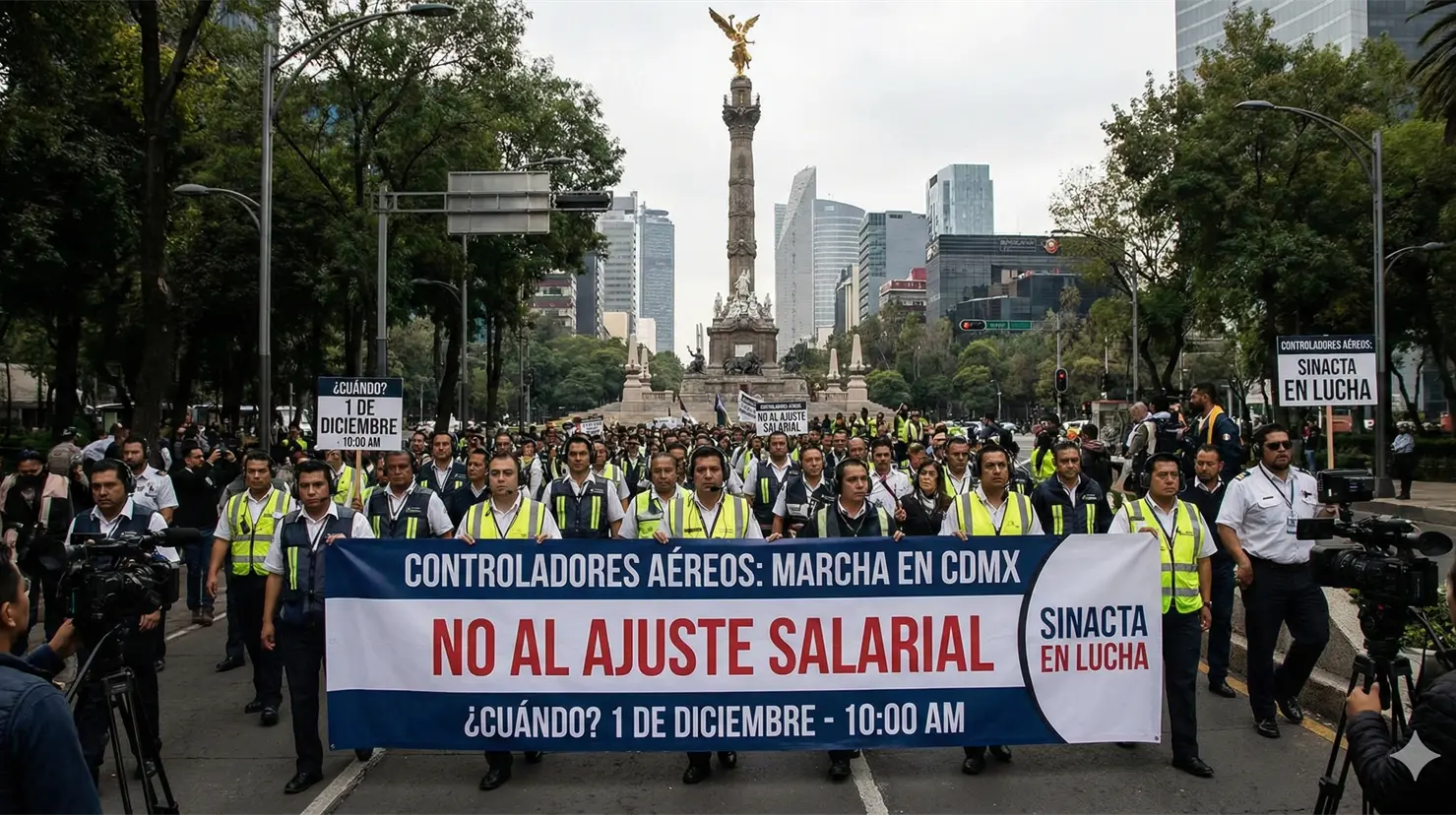 Controladores aéreos del AICM planean hacer huelga. Foto: IA