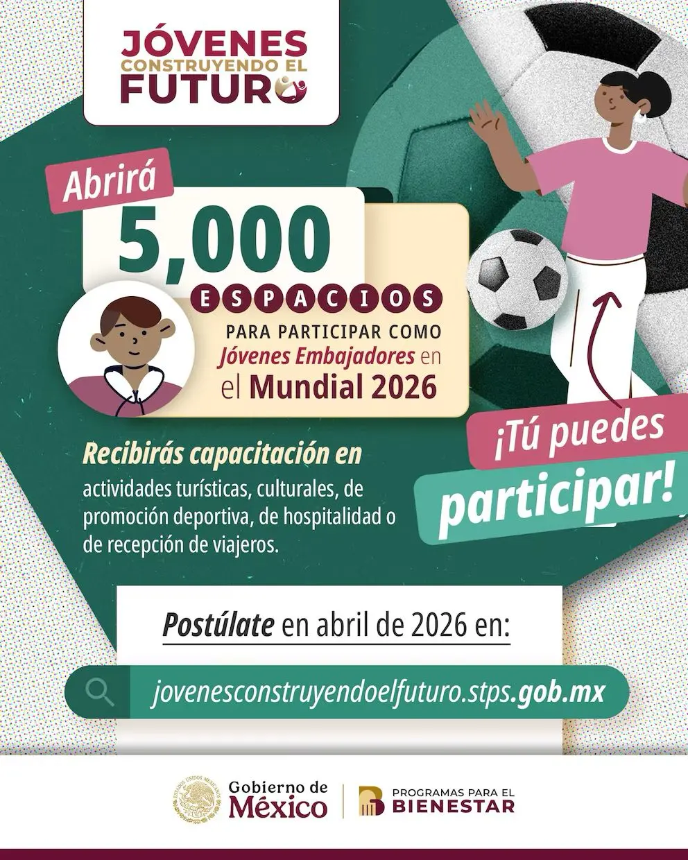 imagen recuadro Flayer de convocatoria para trabajar en el Mundial 2026 en Coahuila / Foto: JCF