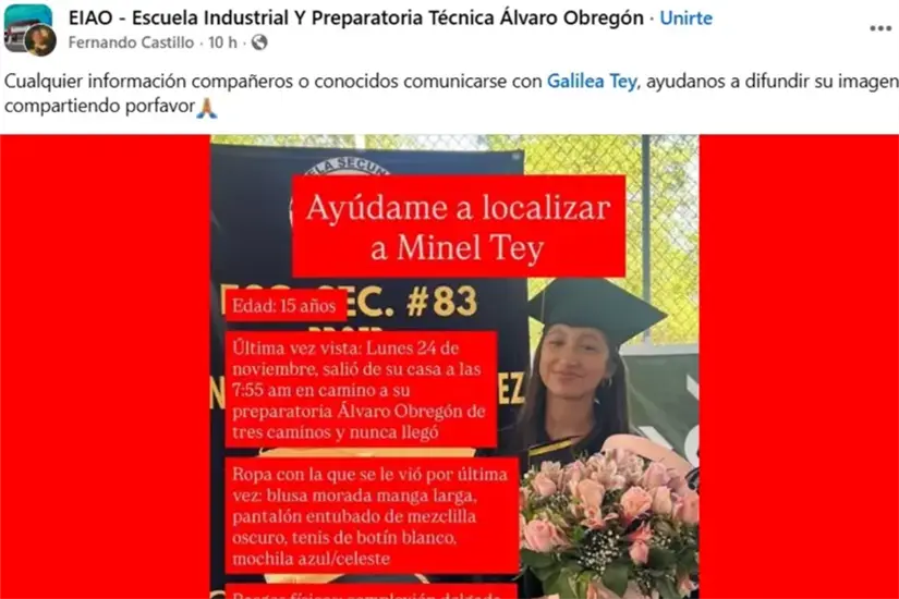 La adolescente Ángela, reportada como desaparecida en Guadalupe, vuelve a casa después de una decisión voluntaria de viajar a Tamaulipas. Foto: Facebook
