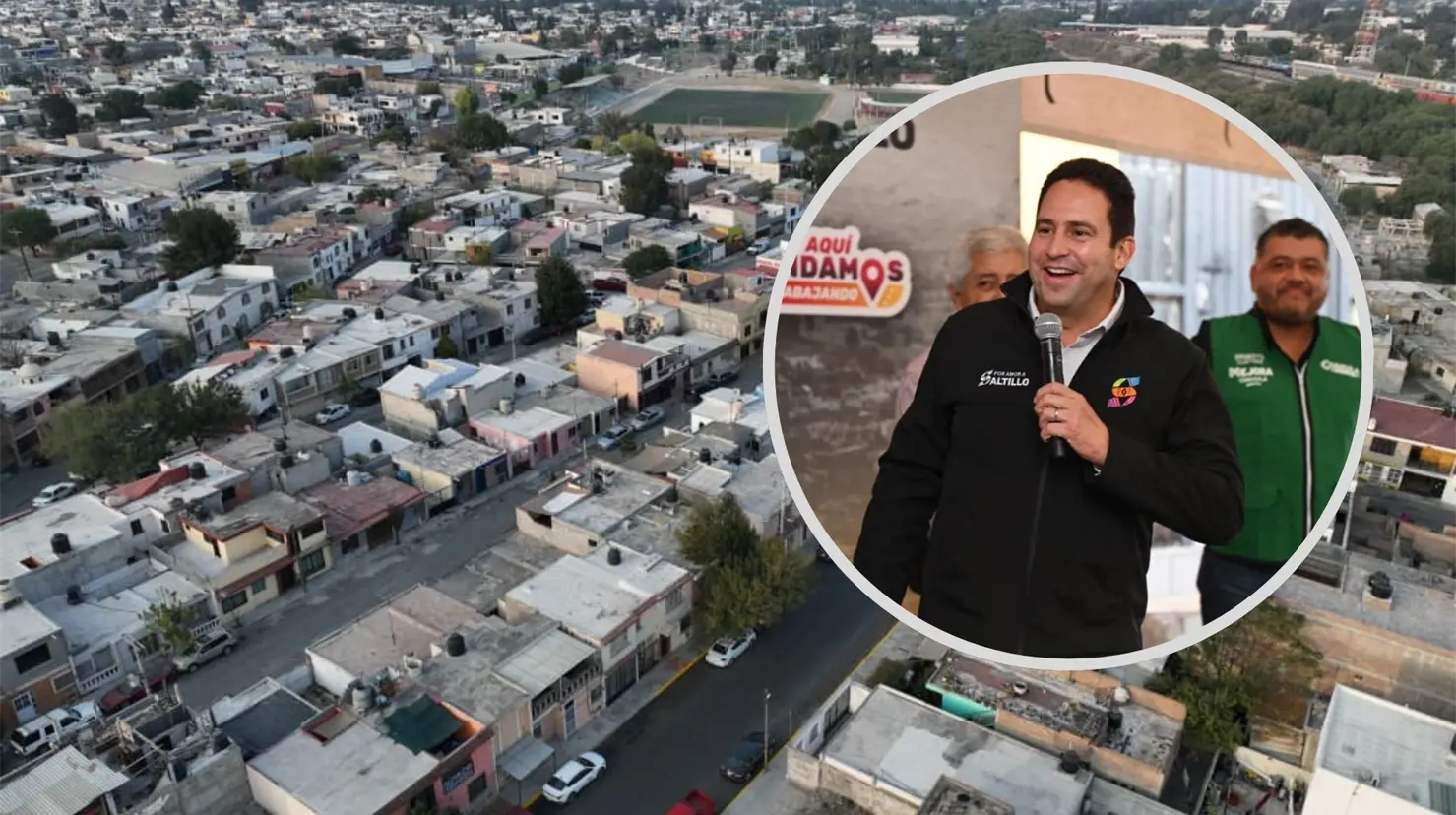 El alcalde Javier Díaz entregó pavimentación al surponiente de Saltillo. (Javier Díaz)