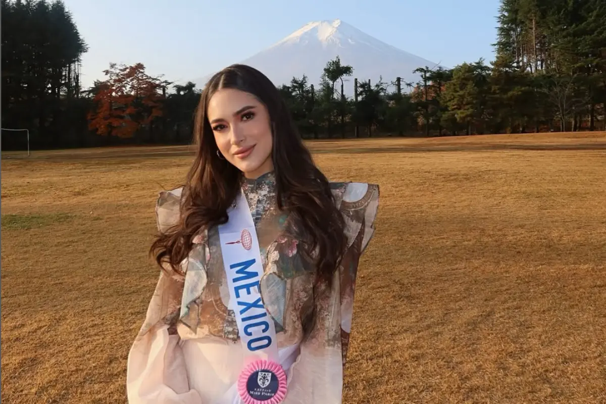 Natalia Garibay posando ante el Monte Fuji, Tokio (Foto: IG @natalia.garibay / Canva)
