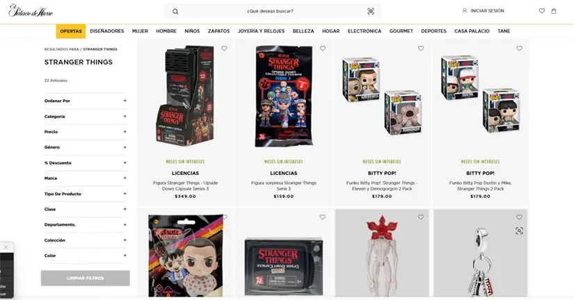 El Palacio de Hierro cuenta con una variedad de coleccionables de Stranger Things en línea. Foto: Palacio de Hierro