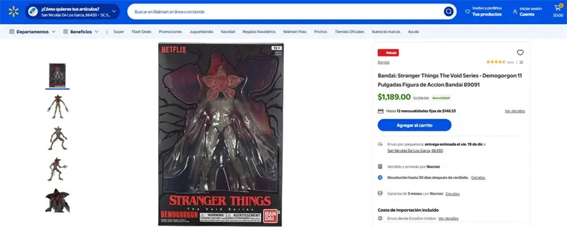 Walmart tiene una variedad de figuras de acción y coleccionables de la serie Stranger Things. Foto: Walmart