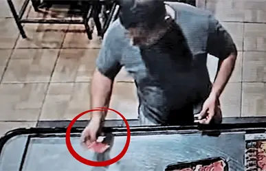 VIDEO l Sujeto roba tarjeta en plaza comercial de Monterrey y la usa para comprar carne y apostar