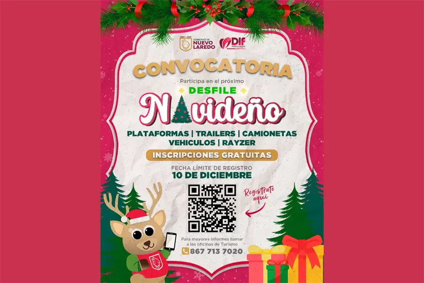 Puedes participar en el Desfile Navideño 2025, las inscripciones ya están abiertas | Foto: FB Secretaría de Desarrollo Económico Nuevo Laredo