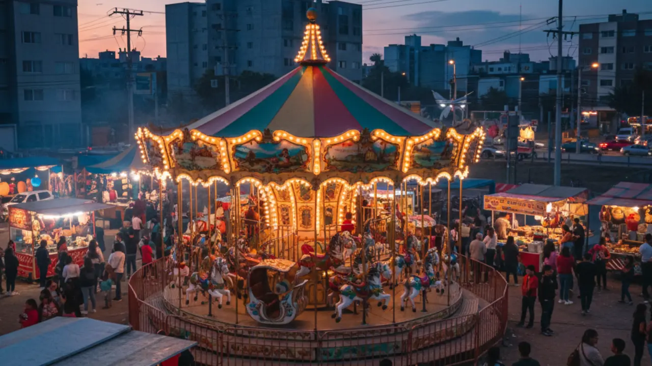 Feria con carrusel en Edomex, por la Feria de Belén Otumba 2026 | Foto: Gemini IA