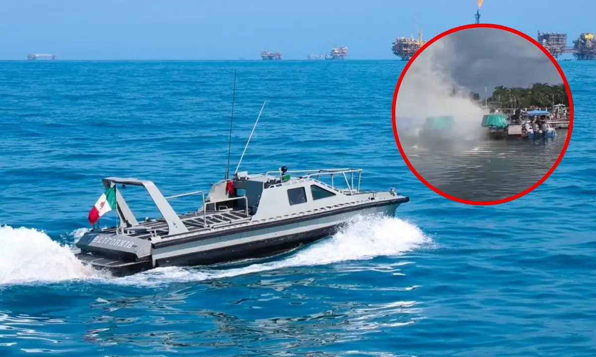 Lancha de la Secretaría de Marina explota en Cozumel Foto: SEMAR/Canva