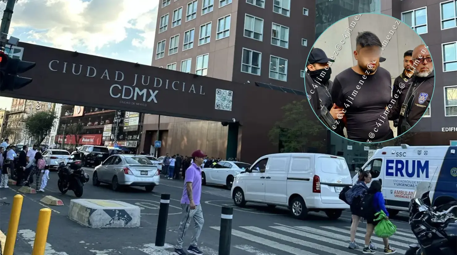 Ciudad Judicial en CDMX y presunto asesino de David Cohen en CDMX. Foto: @c4jimenez | Canva