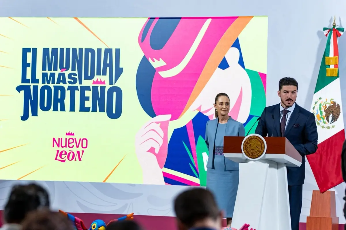 El gobernador Samuel García, participó en la conferencia Mañanera de la presidenta de México, Claudia Sheinbaum Pardo, para detallar los proyectos que se realizan en la entidad para el Mundial 2026 en Nuevo León. Foto: Gobierno de Nuevo León