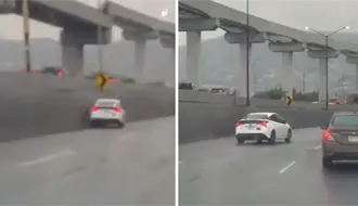 VIDEO I Conductor pierde el control y se estrella en barda en avenida Constitución