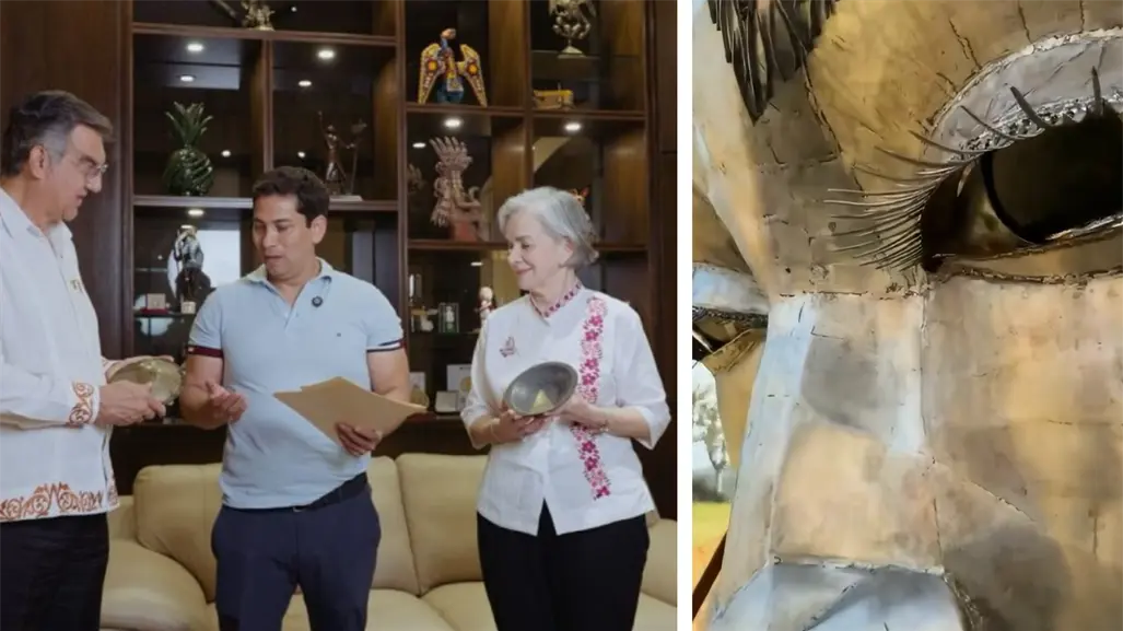 Recibe Américo Villarreal piezas bendecidas por el Papa León XIV para la monumental Virgen del Chorrito