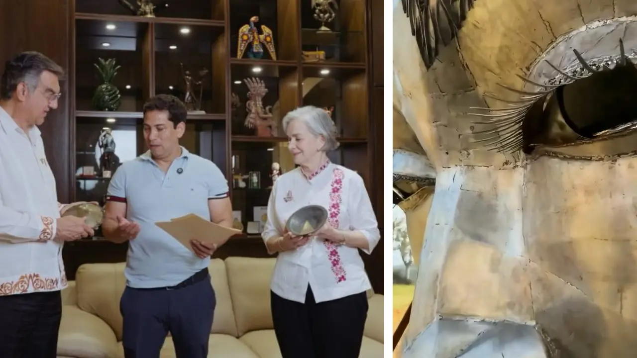 Recibe el gobernador y la presidenta del DIF las pupilas de la Virgen de la Misericordia | Foto: gobierno de Tamaulipas | Captura de video Gloria Trevi