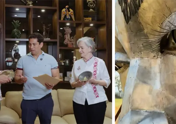 Recibe Américo Villarreal piezas bendecidas por el Papa León XIV para la monumental Virgen del Chorrito