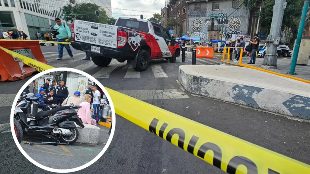 Camioneta de valores se pasa la luz roja y deja tres lesionados en la Doctores, CDMX