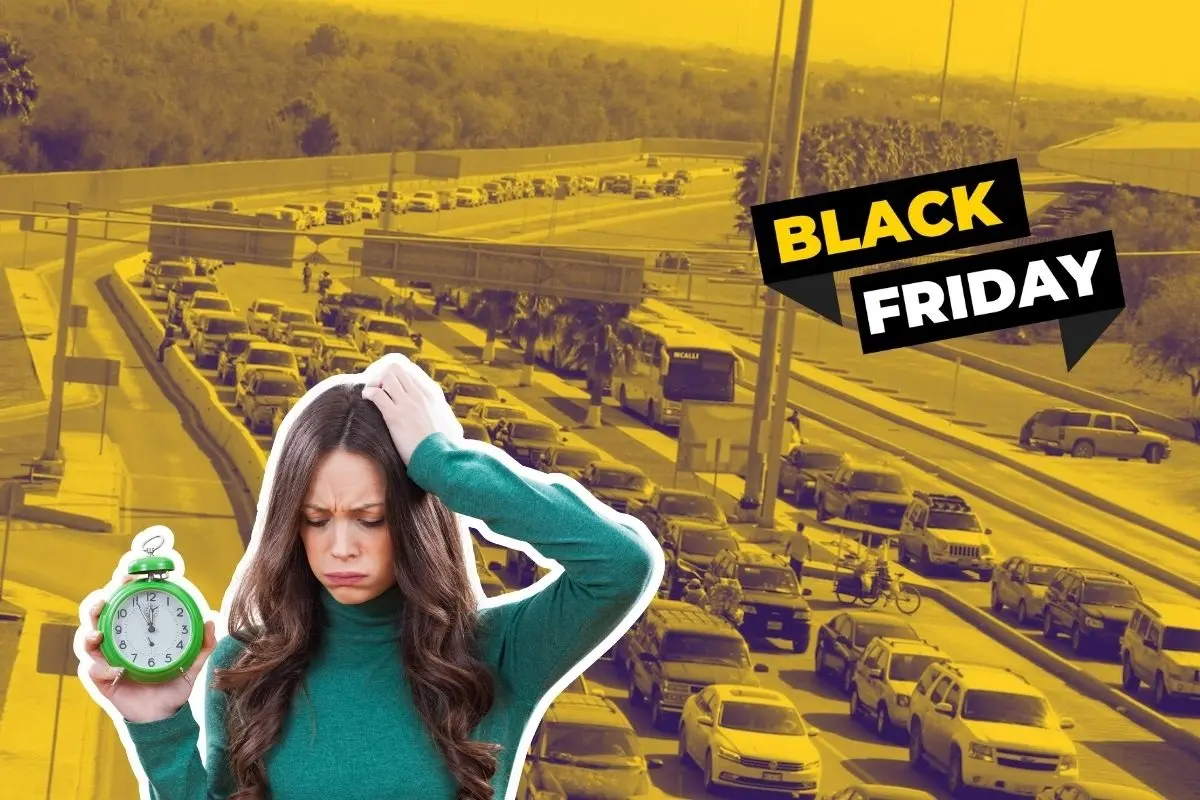 Los cruces vehiculares en los diferentes puentes internacionales de Tamaulipas pueden tardar más de 1 hora y 30 minutos por el Black Friday. Foto: El Sur Acapulco / Canva