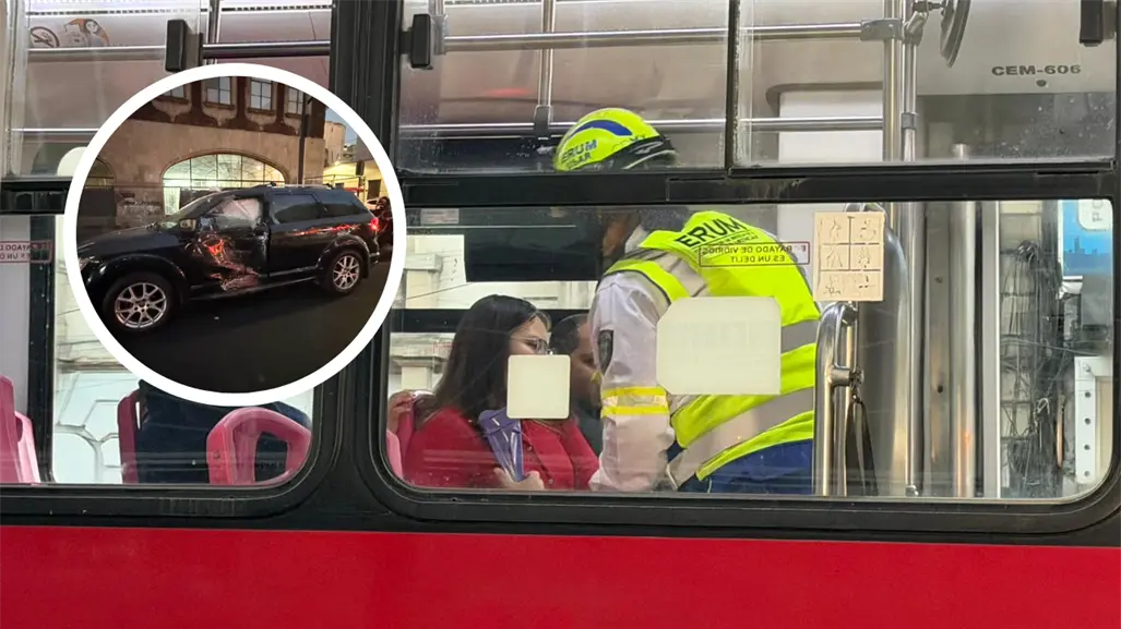 VIDEO | Choque entre camioneta y Metrobús en Balderas deja cuatro lesionados