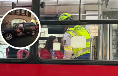 VIDEO | Choque entre camioneta y Metrobús en Balderas deja cuatro lesionados