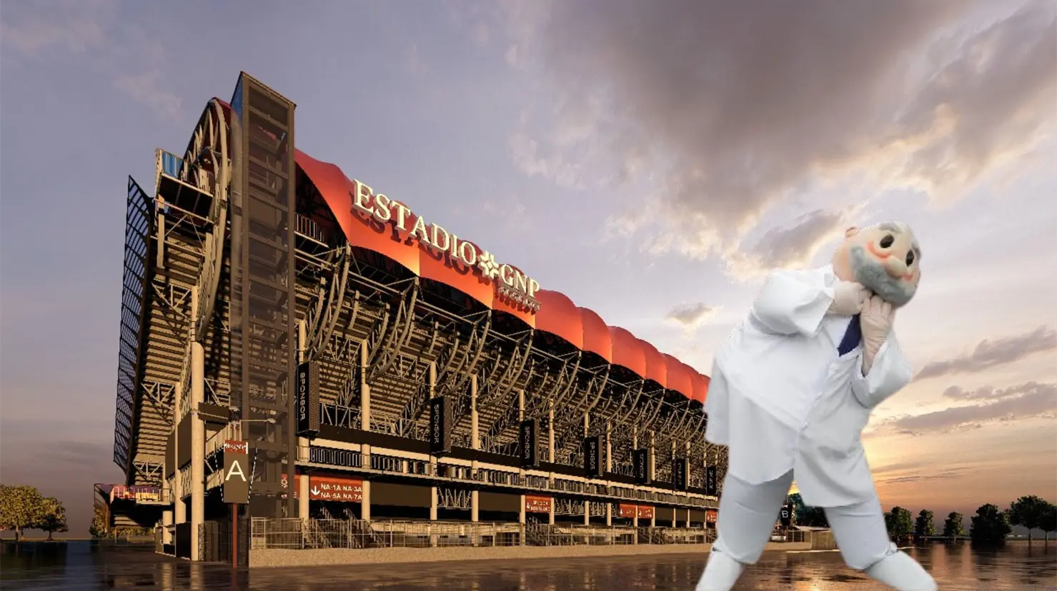 Estadio GNP Seguros en CDMX y dr Simi. Foto: @carlostomasini | Canva