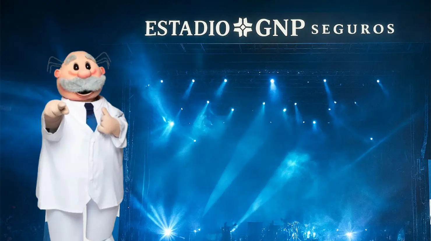 Estadio GNP Seguros y Dr. Simi. Foto: IA | Canva