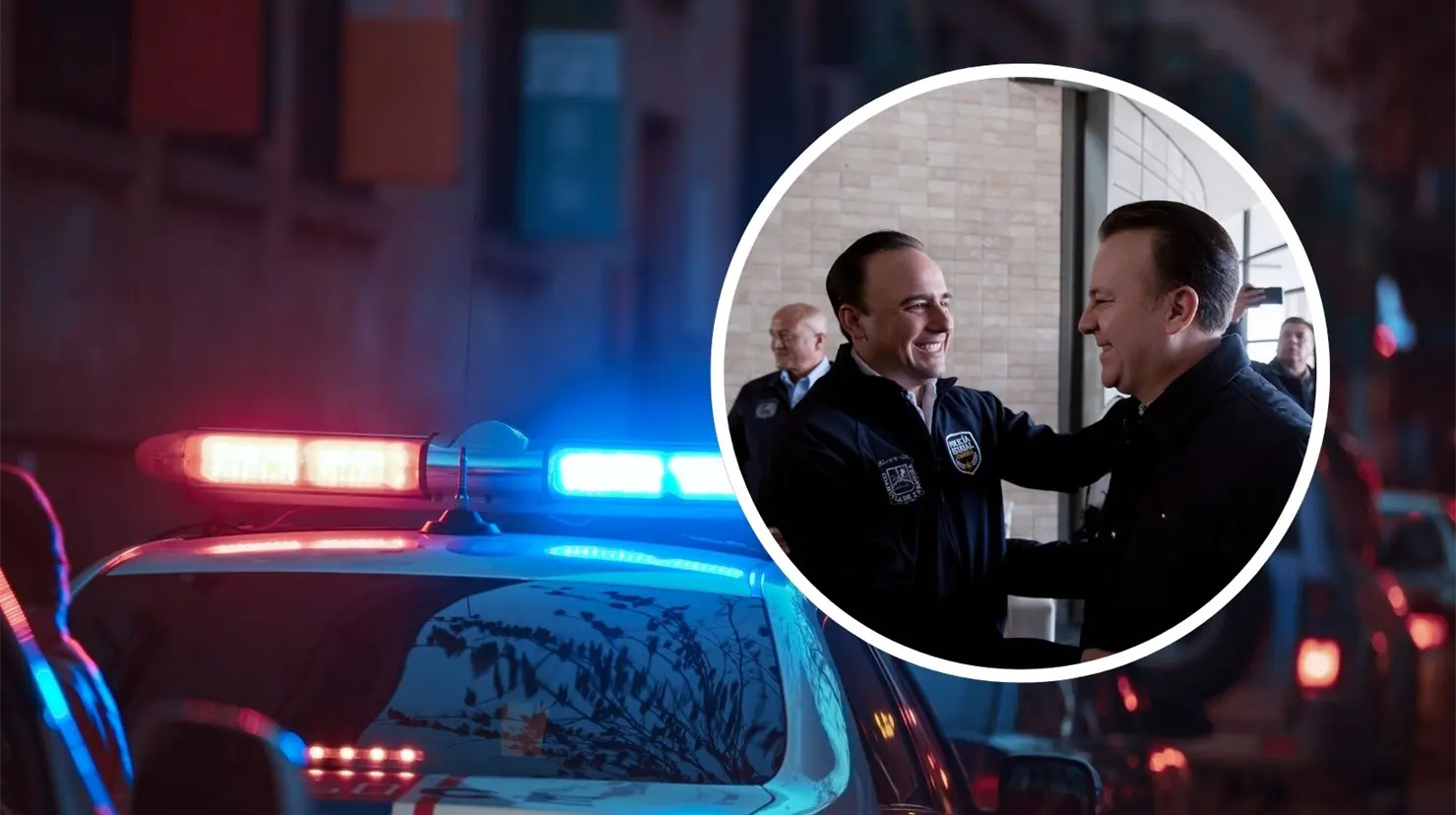 Imagen de una patrulla. Manolo Jiménez y Esteban Villegas, gobernadores de Coahuila y Durango, respectivamente. (Manolo Jiménez)