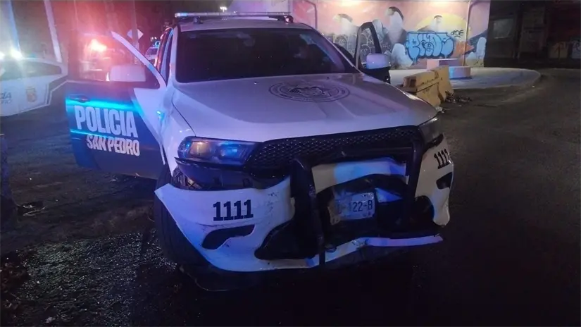 Patrulla chocada por el conductor Foto: Policía de San Pedro