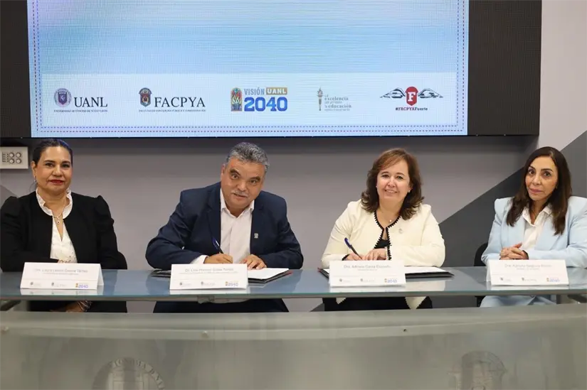 imagen recuadro Dra. Adriana Garza Elizondo, directora de FACPYA-UANL; el Dr. Luis Horacio Salas, director de la FCA-UAdeC Foto: UANL