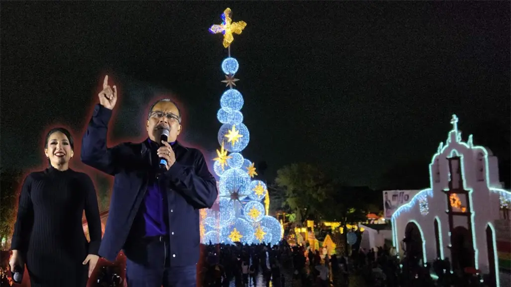 Andrés Mijes da inicio a la Navidad con el encendido del pino en Escobedo