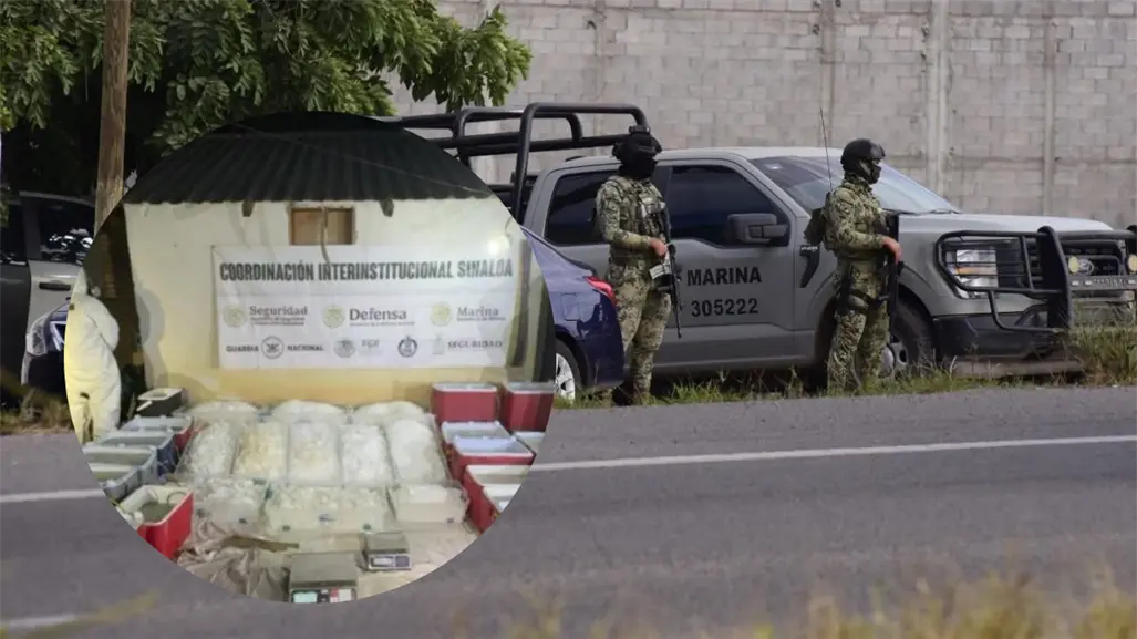 Marina y Fuerzas federales realizan amplio decomiso de armas y droga en Sinaloa